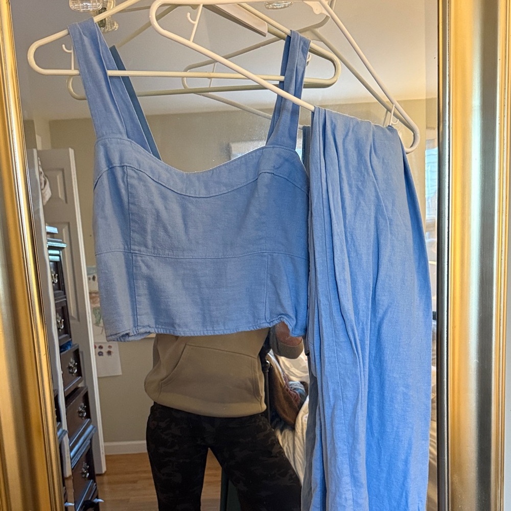 Abercrombie & Fitch Light Blue crop top and pants set
